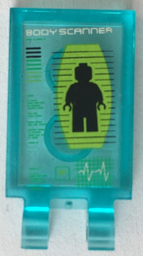 Tile, Modified 2 x 3 with 2 U Clips with Body Scanner and Black Minifigure Pattern (Sticker) - Set 70704