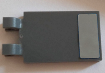 Tile, Modified 2 x 3 with 2 U Clips with Light Bluish Gray Rectangle Pattern (Sticker) - Set 9525