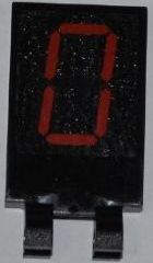 Tile, Modified 2 x 3 with 2 Clips with Red Digital Number 0 Pattern (Sticker) - Set 3368