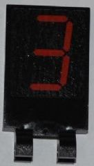 Tile, Modified 2 x 3 with 2 Clips with Red Digital Number 3 Pattern (Sticker) - Set 3368