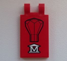 Tile, Modified 2 x 3 with 2 Clips with 'M' and Jewel 24 Facet Pattern (Sticker) - Set 60008