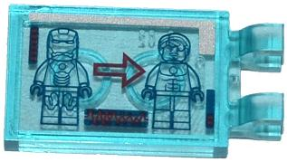 Tile, Modified 2 x 3 with 2 Clips with Iron Man, Red Arrow and Tony Stark Pattern (Sticker) - Set 76007