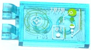 Tile, Modified 2 x 3 with 2 Clips with White Targets and Green and White Circles on Screen Pattern (Sticker) - Set 70709