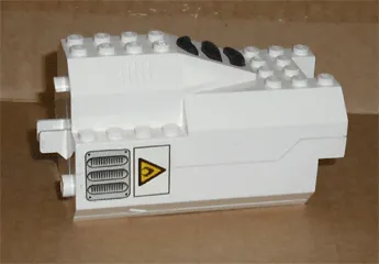 Electric, Light & Sound Rocket Engine, Battery Box with White Cover with Yellow Triangle and Vents Pattern on Both Sides (Stickers) - Set 6456