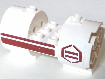 Cylinder 3 x 6 x 2 2/3 Horizontal with Dark Red Stripes and Hexagon Pattern Model Left (Stickers) - Set 8085