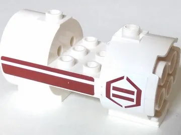 Cylinder 3 x 6 x 2 2/3 Horizontal with Dark Red Stripes and Hexagon Pattern Model Left (Stickers) - Set 8085