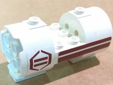 Cylinder 3 x 6 x 2 2/3 Horizontal with Dark Red Stripes and Hexagon Pattern Model Right (Stickers) - Set 8085