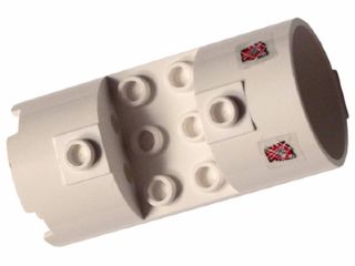 Cylinder 3 x 6 x 2 2/3 Horizontal with Two Scratched Space Police 3 Badges Pattern (Stickers) - Set 5972