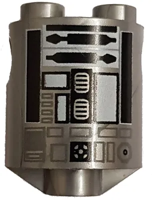 Brick, Round 2 x 2 x 2 Robot Body with Bottom Axle Holder (x Shape / + Orientation) with Black and White Pattern (SW R2-Q2)