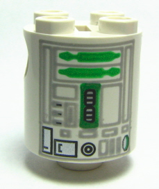 Brick, Round 2 x 2 x 2 Robot Body with Gray Lines and Green Pattern (R2-R7)