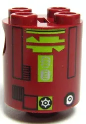 Brick, Round 2 x 2 x 2 Robot Body with SW Astromech Droid Black Rectangles and Lime Utility Arms Pattern