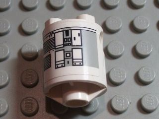 Brick, Round 2 x 2 x 2 Robot Body with Gray Squares and Black Lines Pattern on Both Sides (Stickers) - Set 7467