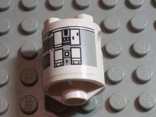 Brick, Round 2 x 2 x 2 Robot Body with Gray Squares and Black Lines Pattern on Both Sides (Stickers) - Set 7467