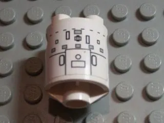 Brick, Round 2 x 2 x 2 Robot Body with Gray Squares, Black Lines and Circles Pattern on Both Sides (Stickers) - Set 7467