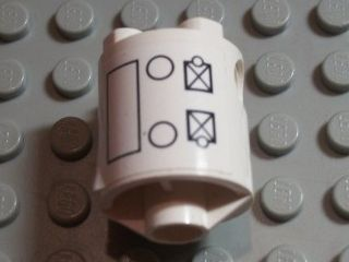 Brick, Round 2 x 2 x 2 Robot Body with Black Circles, Rectangle and Square Outlines Pattern on Both Sides (Stickers) - Set 7467