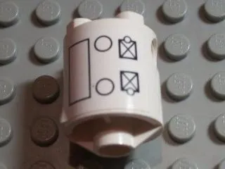 Brick, Round 2 x 2 x 2 Robot Body with Black Circles, Rectangle and Square Outlines Pattern on Both Sides (Stickers) - Set 7467