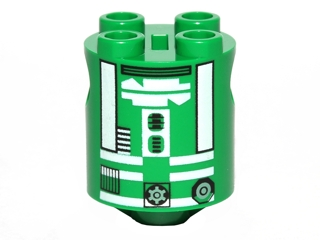 Brick, Round 2 x 2 x 2 Robot Body with Black Lines and White Pattern (R3-D5)