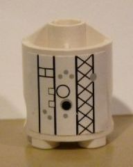 Brick, Round 2 x 2 x 2 Robot Body with Gray Dots, Black Lattice, Squares, and Circles Pattern (Sticker) - Set 7467