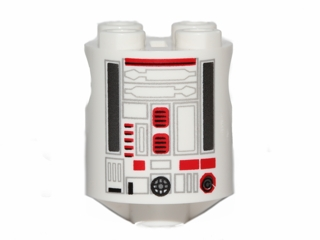 Brick, Round 2 x 2 x 2 Robot Body with Red and Silver Pattern (R4-G0)