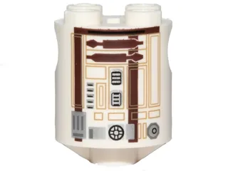 Brick, Round 2 x 2 x 2 Robot Body with Dark Brown and Dark Orange Lines Pattern (R3-M2)