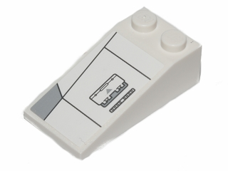 Slope 18 4 x 2 with Black Lines and Light Bluish Gray Hull Plates Pattern 1 Model Left (Sticker) - Set 75003