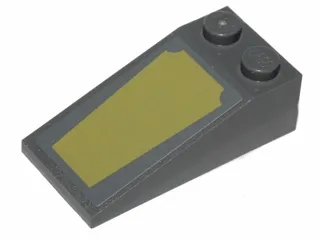 Slope 18 4 x 2 with Olive Green Trapezoid with 2 Cut Corners Pattern (Sticker) - Set 75043