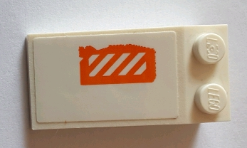 Slope 18 4 x 2 with Worn Orange and White Danger Stripes Pattern (Sticker) - Set 75144