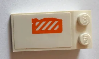 Slope 18 4 x 2 with Worn Orange and White Danger Stripes Pattern (Sticker) - Set 75144