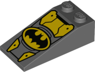 Slope 18 4 x 2 with Oval Batman Logo and Yellow Armor Plates Pattern