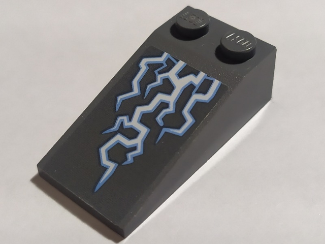 Slope 18 4 x 2 with Medium Blue and White Electricity Pattern (Sticker) - Set 70352