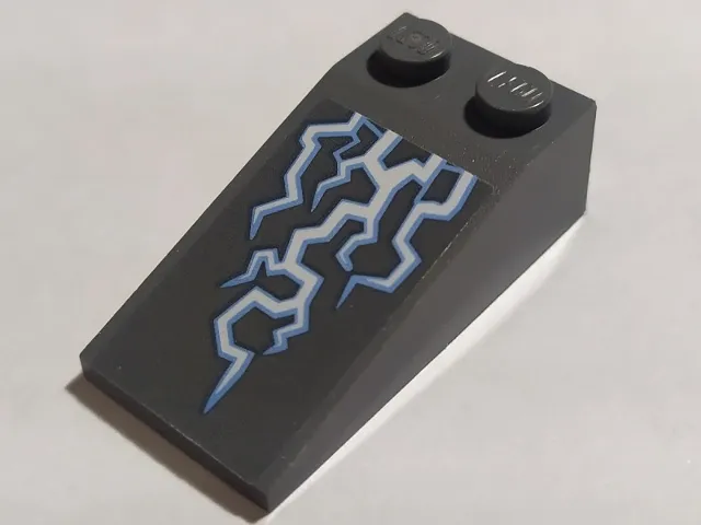 Slope 18 4 x 2 with Medium Blue and White Electricity Pattern (Sticker) - Set 70352