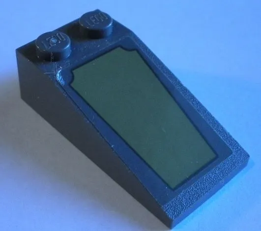 Slope 18 4 x 2 with Olive Green Trapezoid with 2 Cut Corners with Black Border Pattern (Sticker) - Set 75234