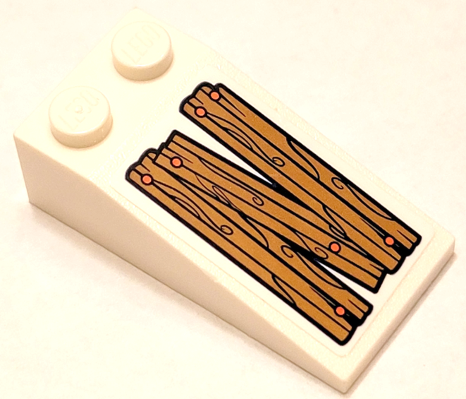 Slope 18 4 x 2 with 3 Wood Grain Boards and Coral Nails Pattern Model Right Side (Sticker) - Set 41380