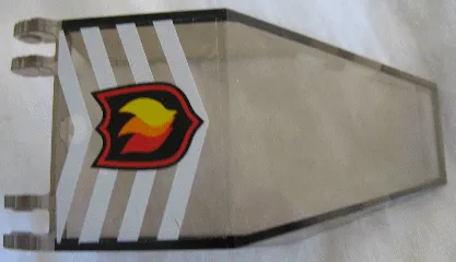 Windscreen 7 x 4 x 1 2/3 with Locking Dual 2 Fingers with Fire Logo Badge and White Chevrons Pattern (Sticker) - Set 7238