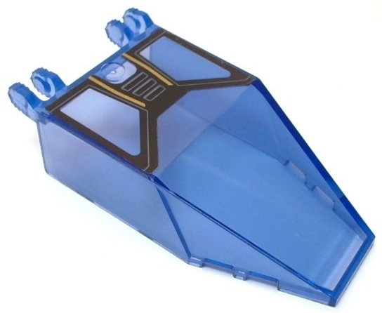 Windscreen 7 x 4 x 1 2/3 with Locking Dual 2 Fingers with Black Window Frames, Gold Stripes and Light Bluish Gray Air Vent Outlines Pattern (Sticker) - Set 76211