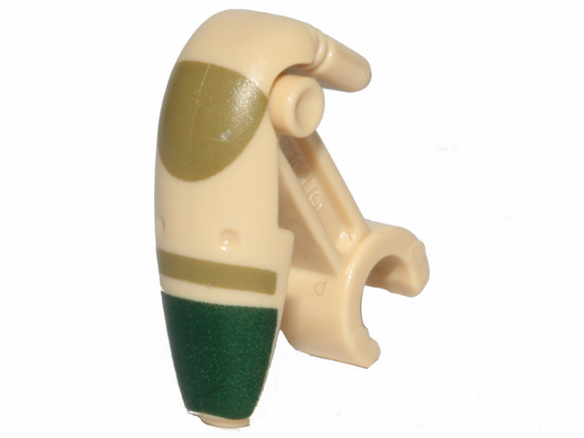 Minifigure, Head, Modified Mechanical (SW Battle Droid) with Olive Green and Dark Green Insignia Pattern