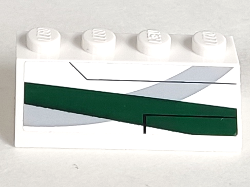 Slope 45 2 x 4 with Light Bluish Gray Curve and Dark Green Stripe Pattern Model Left Side (Sticker) - Set 7868