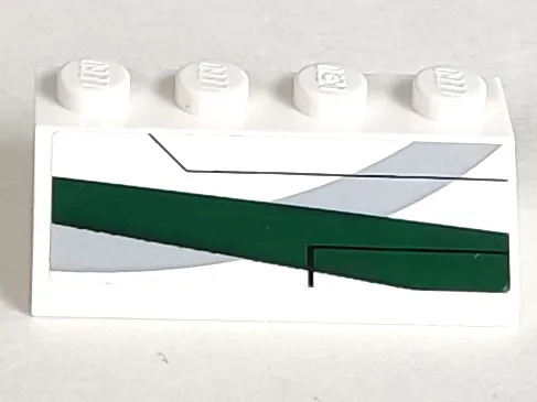 Slope 45 2 x 4 with Light Bluish Gray Curve and Dark Green Stripe Pattern Model Left Side (Sticker) - Set 7868
