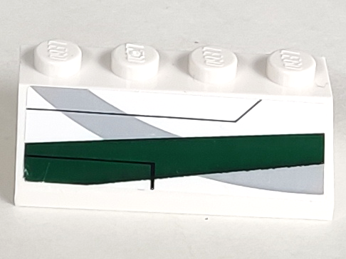 Slope 45 2 x 4 with Light Bluish Gray Curve and Dark Green Stripe Pattern Model Right Side (Sticker) - Set 7868