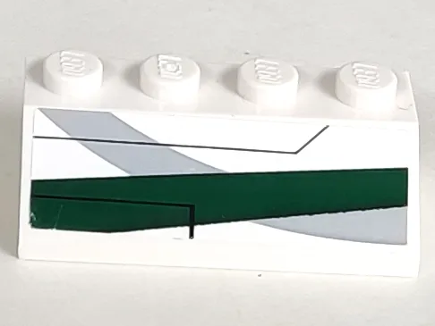 Slope 45 2 x 4 with Light Bluish Gray Curve and Dark Green Stripe Pattern Model Right Side (Sticker) - Set 7868