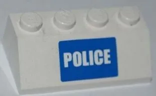 Slope 45 2 x 4 with White 'POLICE' on Blue Background Narrow Pattern (Sticker) - Set 7285
