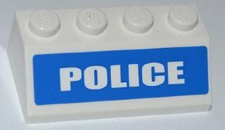 Slope 45 2 x 4 with White 'POLICE' on Blue Background Wide Pattern (Sticker) - Set 7286