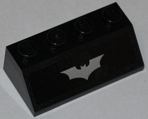 Slope 45 2 x 4 with Silver Batman Logo Pattern (Sticker) - Set 76001