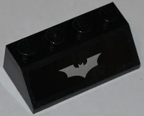 Slope 45 2 x 4 with Silver Batman Logo Pattern (Sticker) - Set 76001