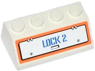 Slope 45 2 x 4 with Hatch and 'LOCK 2' Pattern (Sticker) - Set 60015