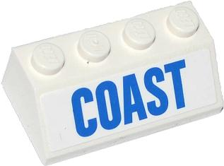 Slope 45 2 x 4 with Blue 'COAST' Pattern (Sticker) - Set 60013