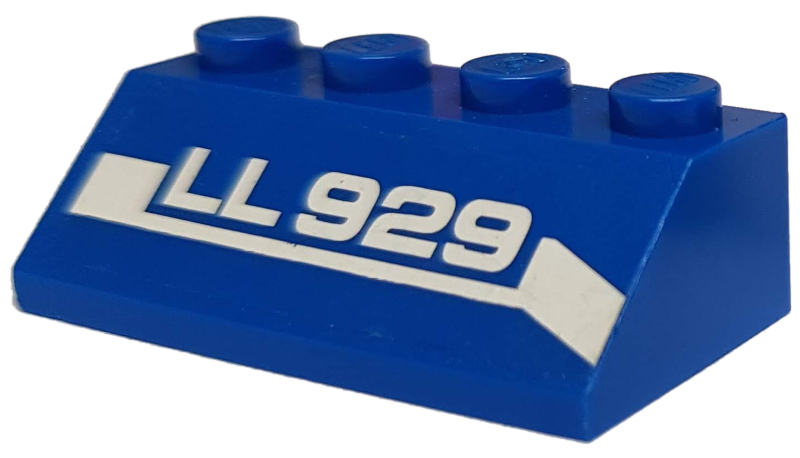 Slope 45 2 x 4 with White 'LL 929' on Stripe Pattern Model Right Side (Sticker) - Set 70816