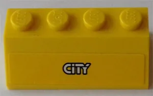 Slope 45 2 x 4 with White City Logo on Yellow Background Pattern (Sticker) - Set 60073