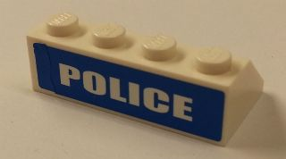 Slope 45 2 x 4 with White 'POLICE' Blue Background Wide Pattern on Backside (Sticker) - Set 7285