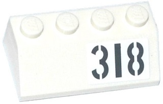 Slope 45 2 x 4 with Light Bluish Gray '318' Pattern Model Left Side (Sticker) - Set 76041
